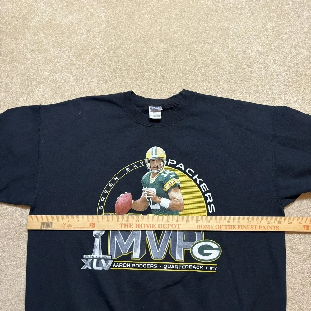 Green Bay Packers Sweatshirt Mens XL Black NFL Football Aaron Rodgers MVP Gildan